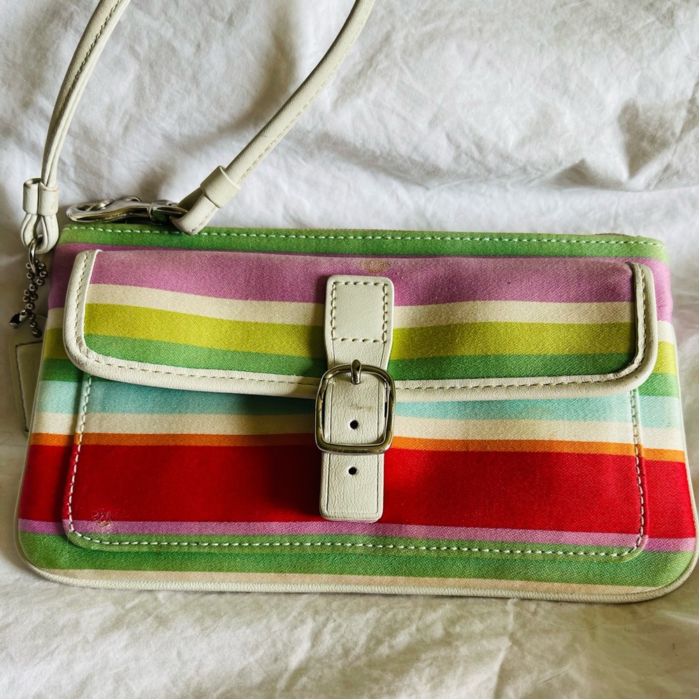 Vintage Coach Striped Wristlet /Bag